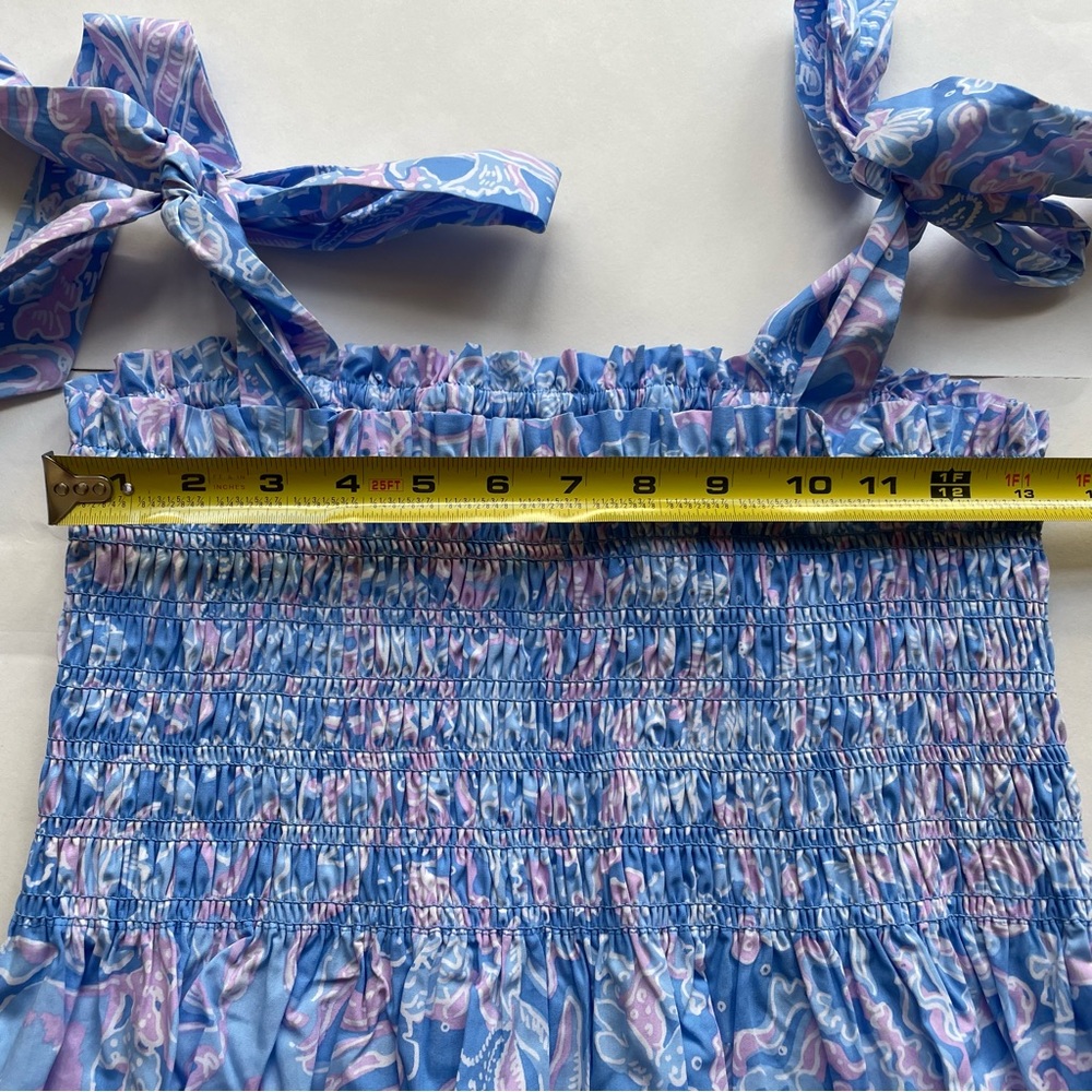 FINAL PRICE NWT Lilly Pulitzer Rivera Top Sz Medium Smocked Sea What I Sea Blue - Picture 5 of 9